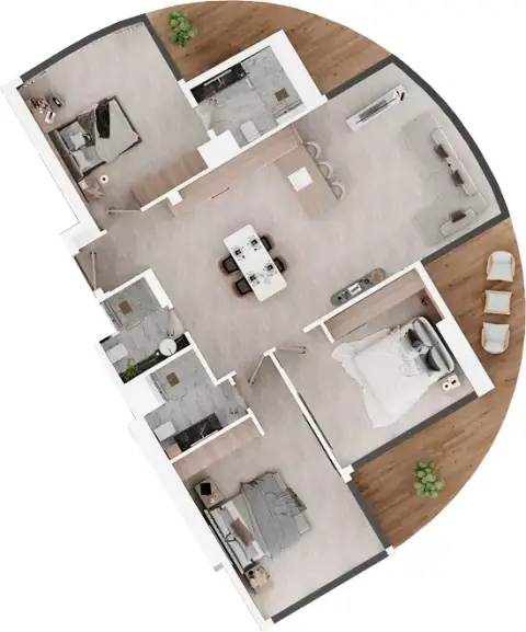 Plattegrond van 3 slaapkamers in Electra