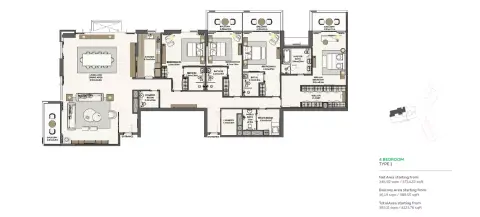 Plattegrond van 4 slaapkamers in Sidr Residences