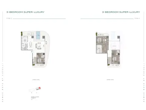 Plattegrond van 3 slaapkamers in Damac Bay 2