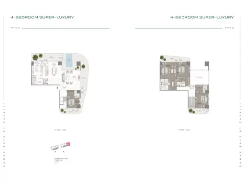 Plattegrond van 4 slaapkamers in Damac Bay 2