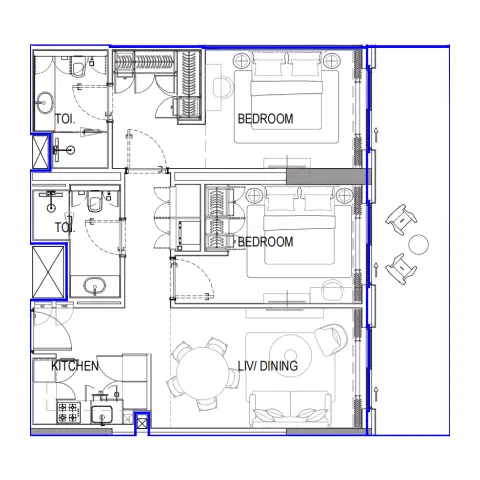 Plattegrond van 2 slaapkamers in Azizi Venice 15
