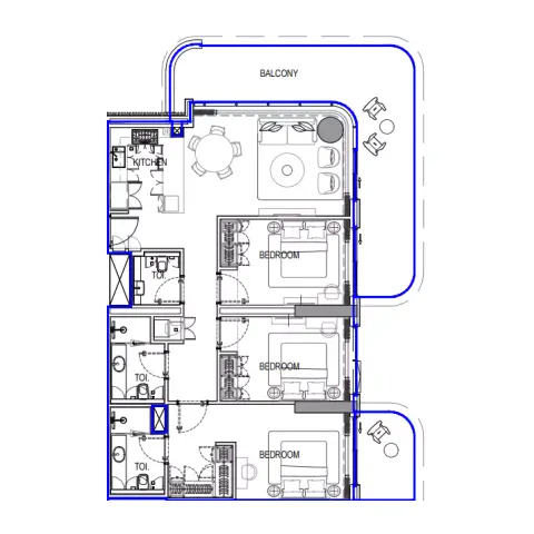 Plattegrond van 3 slaapkamers in Azizi Venice 15