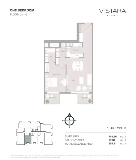 Plattegrond van 1 slaapkamer in V1stara House Phase 2 By Object 1