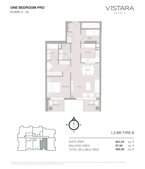 Plattegrond van 2 slaapkamers in V1stara House Phase 2 By Object 1