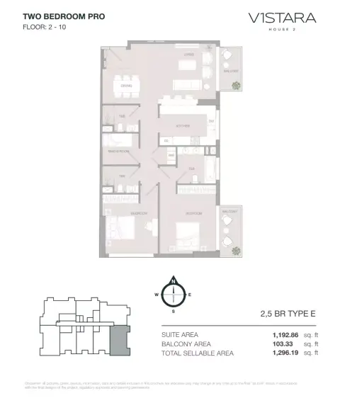 Plattegrond van 3 slaapkamers in V1stara House Phase 2 By Object 1