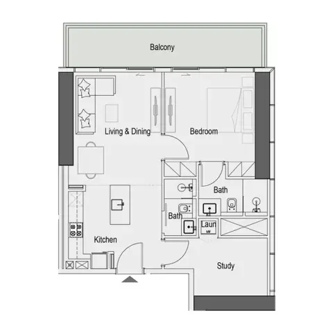 Plattegrond van 2 slaapkamers in Sierra by Iman