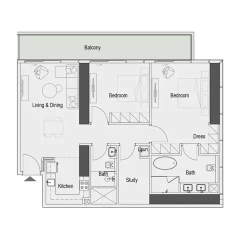 Plattegrond van 3 slaapkamers in Sierra by Iman