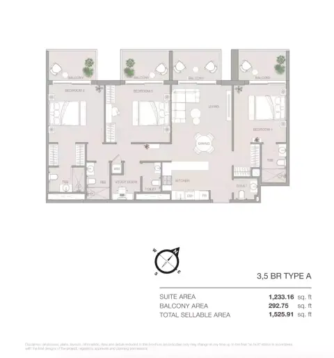 Plattegrond van 4 slaapkamers in Essenlife
