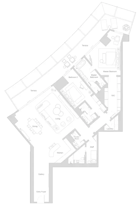 Plattegrond van 2 slaapkamers in Four Seasons Private Residences at DIFC