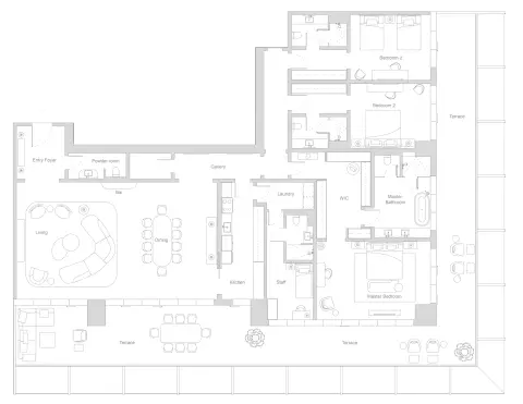 Plattegrond van 3 slaapkamers in Four Seasons Private Residences at DIFC