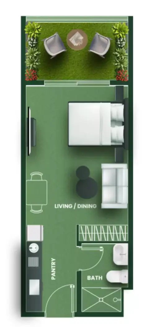 Plattegrond van Studio in Vincitore Aqua Flora
