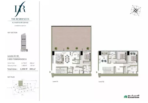 Plattegrond van 3 slaapkamers in The Residences Al Habtoor Grand