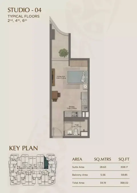 Plattegrond van Studio in Elinor