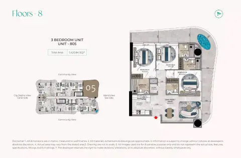 Plattegrond van 3 slaapkamers in La Crystal