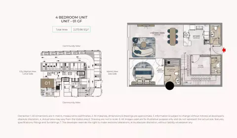 Plattegrond van 4 slaapkamers in La Crystal