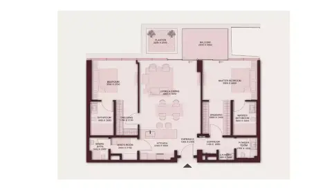 Plattegrond van 2 slaapkamers in Shoaq Residences
