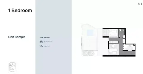 Plattegrond van 1 slaapkamer in Marea Residence