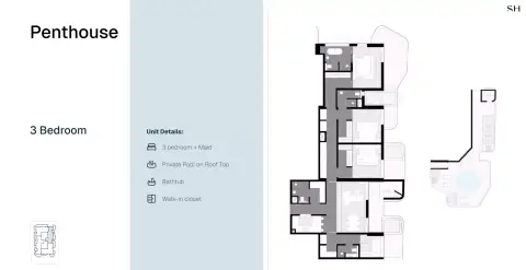 Plattegrond van 3 slaapkamers in Marea Residence