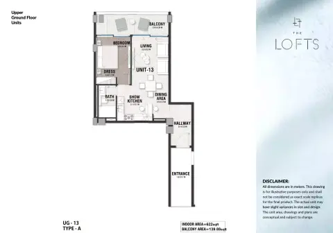 Plattegrond van 1 slaapkamer in The Lofts Al Barari