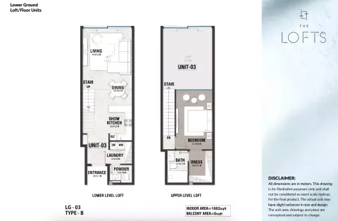 Plattegrond van 1 slaapkamer in The Lofts Al Barari