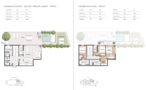 Plattegrond van 3 slaapkamers in Residences Du Port Autograph Collection
