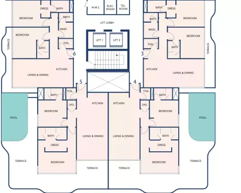 Plattegrond van 2 slaapkamers in Sunset Bay By Imtiaz