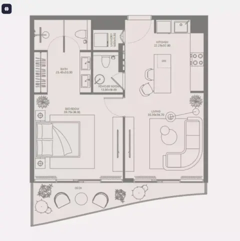 Plattegrond van 1 slaapkamer in Bond Enclave