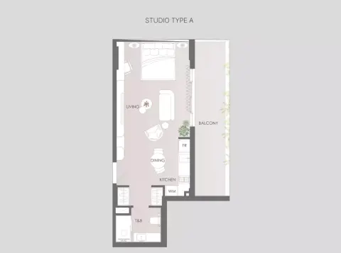 Plattegrond van Studio in Delvara Residence
