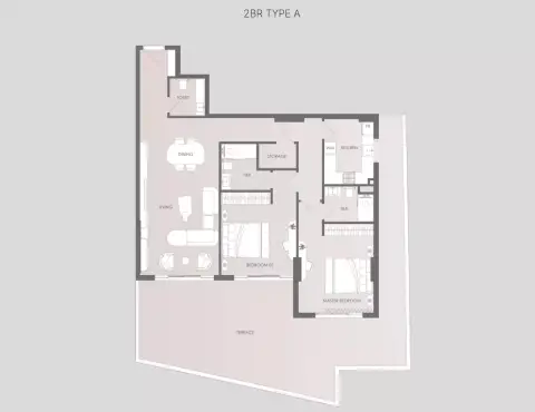 Plattegrond van 2 slaapkamers in Delvara Residence