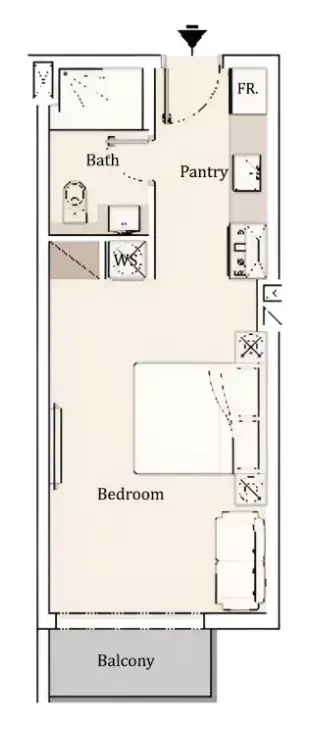 Plattegrond van Studio in Maison Elysee Phase 3 By Pantheon