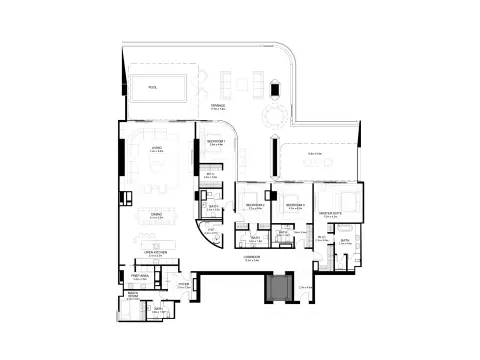 Plattegrond van 4 slaapkamers in Raffles Residences & Penthouses