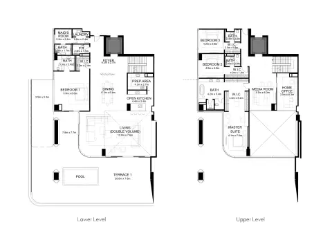 Plattegrond van 4 slaapkamers in Raffles Residences & Penthouses