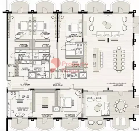 Plattegrond van 4 slaapkamers in Raffles Residences & Penthouses