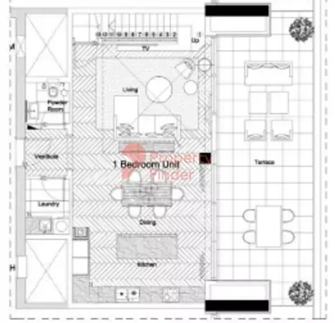 Plattegrond van 1 slaapkamer in Marriott Executive Apartments At Al Barsha South