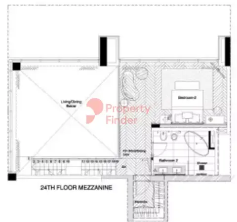 Plattegrond van 2 slaapkamers in Marriott Executive Apartments At Al Barsha South