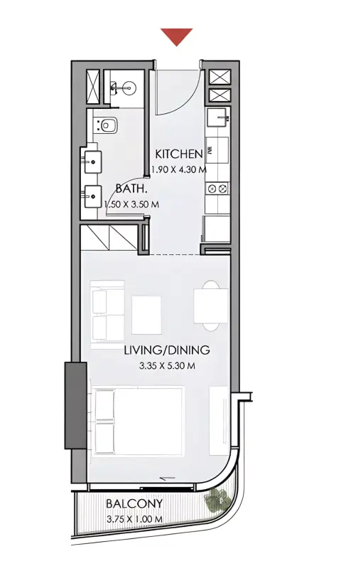 Plattegrond van Studio in Do Hotels & Residences