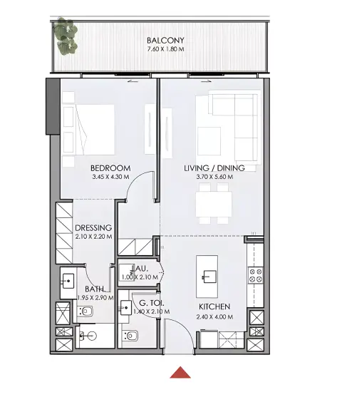 Plattegrond van 1 slaapkamer in Do Hotels & Residences
