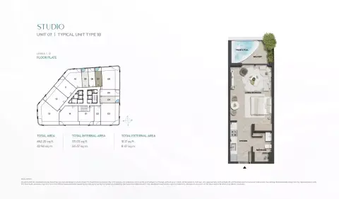 Plattegrond van Studio in Weybridge Gardens Phase 5 By Leos Developments