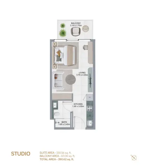Plattegrond van Studio in Lawncrest