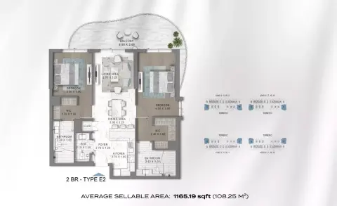 Plattegrond van 2 slaapkamers in Velencia