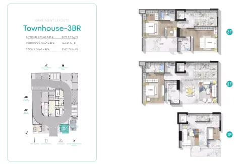 Plattegrond van 3 slaapkamers in Nautis Residences