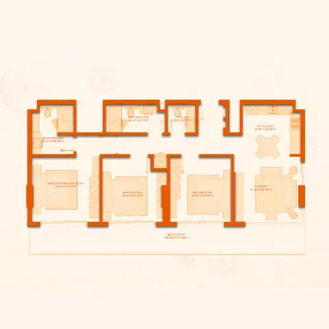 Plattegrond van 3 slaapkamers in Avenew 888