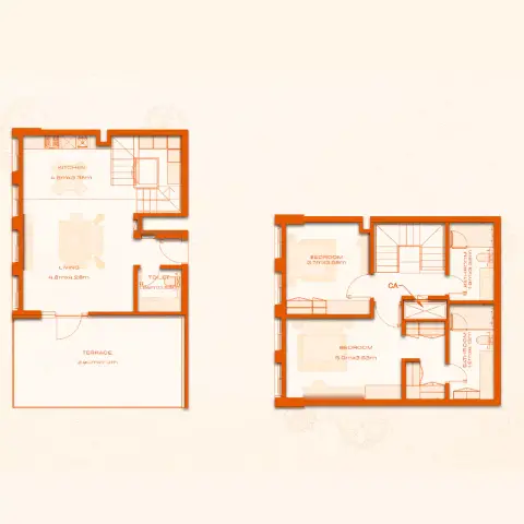 Plattegrond van 2 slaapkamers in Avenew 888