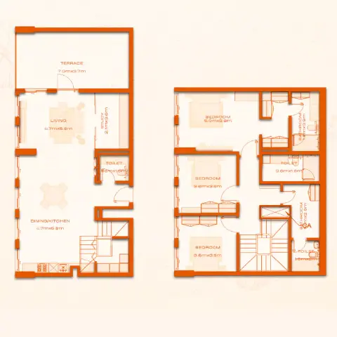 Plattegrond van 3 slaapkamers in Avenew 888