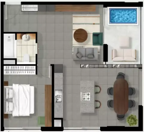 Plattegrond van 1 slaapkamer in izzzi.life Lime