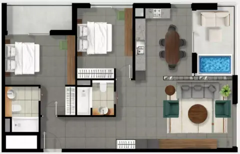 Plattegrond van 2 slaapkamers in izzzi.life Lime