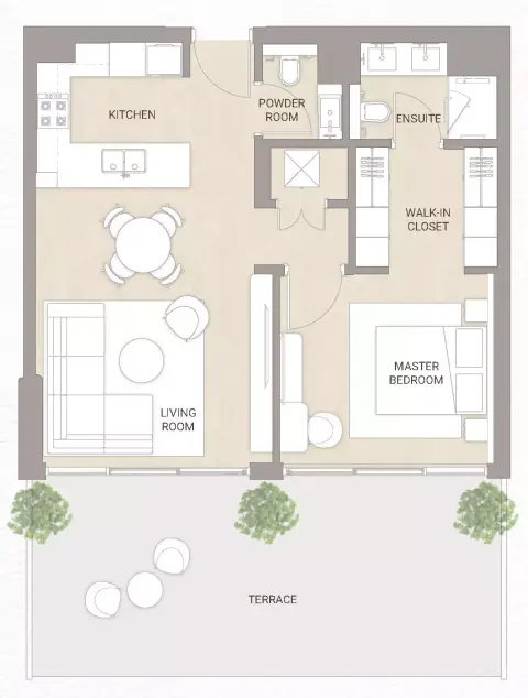 Plattegrond van 1 slaapkamer in Soma Residence