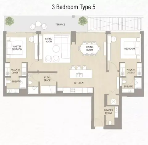 Plattegrond van 3 slaapkamers in Soma Residence