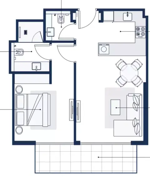 Plattegrond van 1 slaapkamer in Adeba Azizi