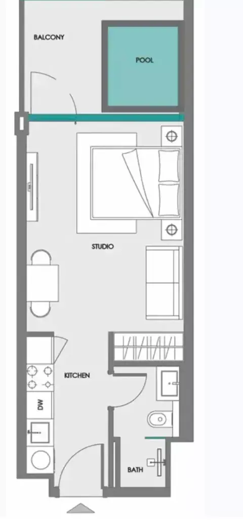 Plattegrond van Studio in Samana Boulevard Heights